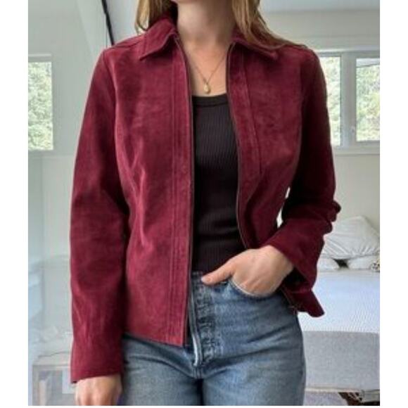 Sonoma Jean Company Women's Fitted Zip Genuine Suede Leather Jacket Small - Picture 1 of 13